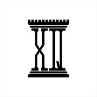xq-Logo-Monogramm mit Designvorlage in Säulenform vektor