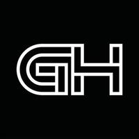 gh-logo-monogramm mit negativem raum im linienstil vektor
