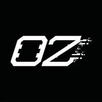 oz-Logo-Monogramm abstrakte Geschwindigkeitstechnologie-Designvorlage vektor