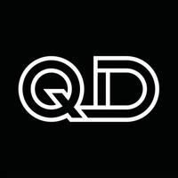 qd-Logo-Monogramm mit negativem Raum im Linienstil vektor