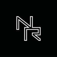 nr-Logo-Monogramm mit Linienstil-Designvorlage vektor