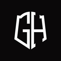 gh-Logo-Monogramm mit Band-Design-Vorlage in Schildform vektor