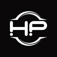 HP-Logo-Monogramm mit Designvorlage für kreisförmige, abgerundete Scheibenform vektor