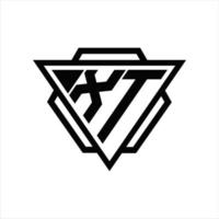 xt-Logo-Monogramm mit Dreieck und Sechseck-Vorlage vektor