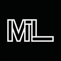 ml logotyp monogram med linje stil negativ Plats vektor