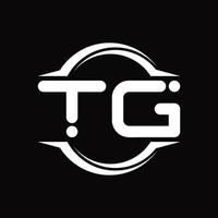 tg-Logo-Monogramm mit Kreis abgerundeter Scheibenform-Designvorlage vektor