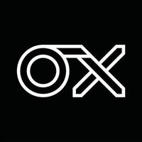 oxe logotyp monogram med linje stil negativ Plats vektor