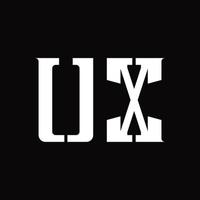 ux-Logo-Monogramm mit Designvorlage für mittlere Scheiben vektor