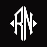 rn-Logo-Monogramm mit isolierter Designvorlage in Schildform vektor