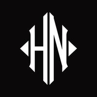 hn-Logo-Monogramm mit isolierter Designvorlage in Schildform vektor