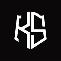 ks-Logo-Monogramm mit Band-Design-Vorlage in Schildform vektor