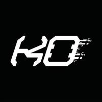 Designvorlage für ko-Logo-Monogramm mit abstrakter Geschwindigkeitstechnologie vektor
