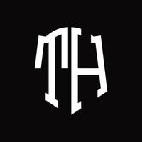 th Logo-Monogramm mit Band-Design-Vorlage in Schildform vektor