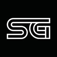 sg-Logo-Monogramm mit negativem Raum im Linienstil vektor