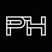 ph-logo-monogramm mit negativem raum im linienstil vektor