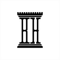 bh logotyp monogram med pelare form design mall vektor