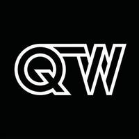 qw-Logo-Monogramm mit negativem Raum im Linienstil vektor
