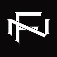 nf-Logo-Monogramm mit überlappender Vintage-Designvorlage im verknüpften Stil vektor
