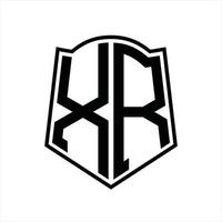xr logotyp monogram med skydda form översikt design mall vektor
