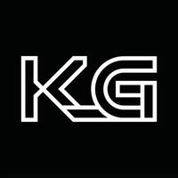 kg-Logo-Monogramm mit negativem Raum im Linienstil vektor