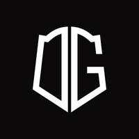 dg-Logo-Monogramm mit Band-Design-Vorlage in Schildform vektor