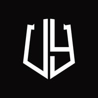 uy-Logo-Monogramm mit Band-Design-Vorlage in Schildform vektor