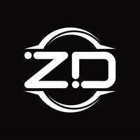 zd-Logo-Monogramm mit Kreis abgerundeter Scheibenform-Designvorlage vektor