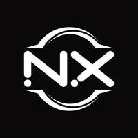 nx-Logo-Monogramm mit Kreis abgerundeter Scheibenform-Designvorlage vektor