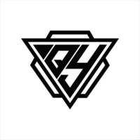 qy logotyp monogram med triangel och sexhörning mall vektor