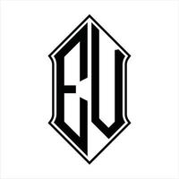 ev-Logo-Monogramm mit Schildform und Umriss-Design-Vorlage Vektorsymbol abstrakt vektor