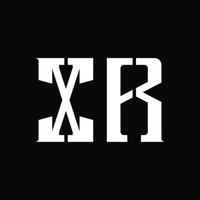 xr logotyp monogram med mitten skiva design mall vektor