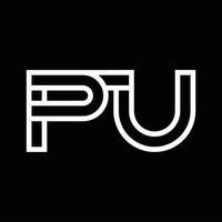 pu-logo-monogramm mit negativem raum im linienstil vektor