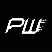 Designvorlage für pw-Logo-Monogramm mit abstrakter Geschwindigkeitstechnologie vektor