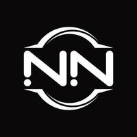 nn-logo-monogramm mit kreis abgerundeter scheibenform-designvorlage vektor