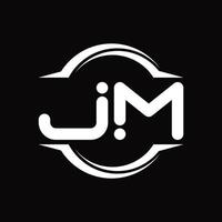 JM-Logo-Monogramm mit Kreis abgerundeter Scheibenform-Designvorlage vektor