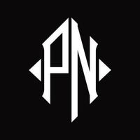 pn logotyp monogram med skydda form isolerat design mall vektor