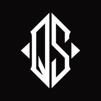 qs-Logo-Monogramm mit isolierter Designvorlage in Schildform vektor