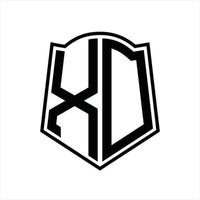 xd-Logo-Monogramm mit Schildform-Entwurfsvorlage vektor