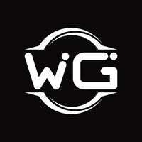 WG-Logo-Monogramm mit Kreis abgerundeter Scheibenform-Designvorlage vektor