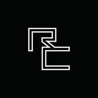 rc-logo-monogramm mit linienstil-designvorlage vektor
