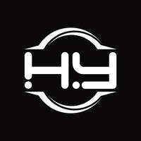 hy-Logo-Monogramm mit Kreis abgerundeter Scheibenform-Designvorlage vektor