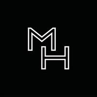 mh logotyp monogram med linje stil design mall vektor