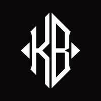 kb logotyp monogram med skydda form isolerat design mall vektor