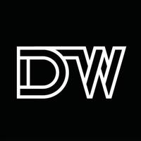 dw-Logo-Monogramm mit negativem Raum im Linienstil vektor