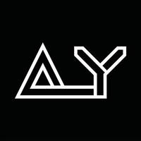 ay-Logo-Monogramm mit negativem Raum im Linienstil vektor
