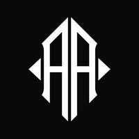 aa-logo-monogramm mit schildform isolierter designvorlage vektor