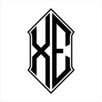 Xe-Logo-Monogramm mit Schildform und Umriss-Design-Vorlage Vektorsymbol abstrakt vektor