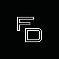 fd logotyp monogram med linje stil design mall vektor
