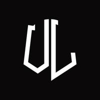 vl-Logo-Monogramm mit Band-Design-Vorlage in Schildform vektor