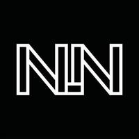 nn logotyp monogram med linje stil negativ Plats vektor